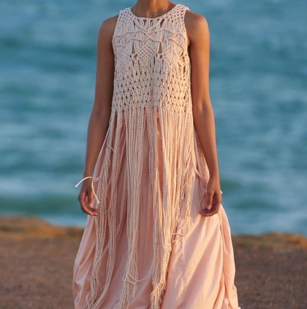 Ayni Hania Macrame Fringe Top‎ Sz S NEW